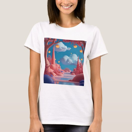 Roze buitenaardse wereld t-shirt (Voorkant)