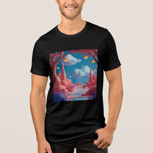 Roze buitenaardse wereld Tri-Blend shirt (Voorkant)
