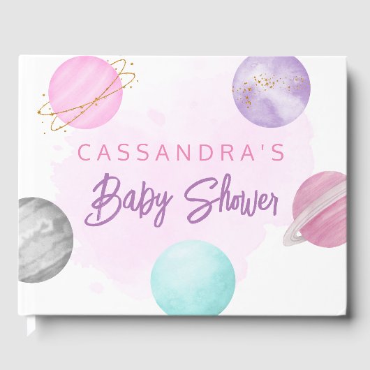 Roze buitenruimtecentrales Baby shower Gastenboek (Voorkant)