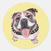 Roze Bulldog Aangepaste Stickers (Voorkant)