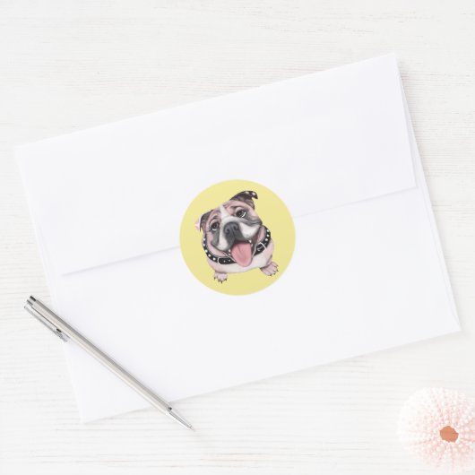 Roze Bulldog Aangepaste Stickers (Envelop)