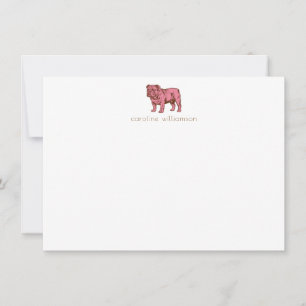 Roze Bulldog Eenvoudige Persoonlijke Briefpapier  Notitiekaartje