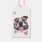 Roze Bulldog Gift Labels Cadeaulabel (Voorkant)