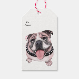 Roze Bulldog Gift Labels Cadeaulabel