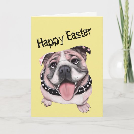 Roze Bulldog Groet Paas Kaart (Voorkant)