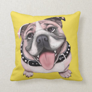 Roze Bulldog Pillow past kleur aan Kussen