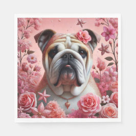 Roze bulldog servetten! servet