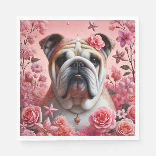 Roze bulldog servetten! servet (Voorkant)