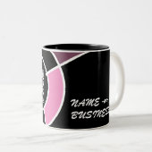 roze bulseye QR-code Tweekleurige Koffiemok (Voorkant rechts)