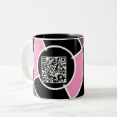 roze bulseye QR-code Tweekleurige Koffiemok (Voorkant links)