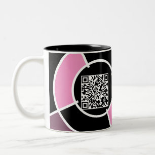 roze bulseye QR-code Tweekleurige Koffiemok