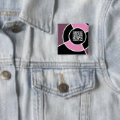 roze bulseye QR-code Vierkante Button 5,1 Cm (In situ)