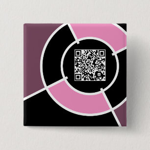 roze bulseye QR-code Vierkante Button 5,1 Cm