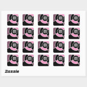 roze bulseye QR-code Vierkante Sticker (Vel)