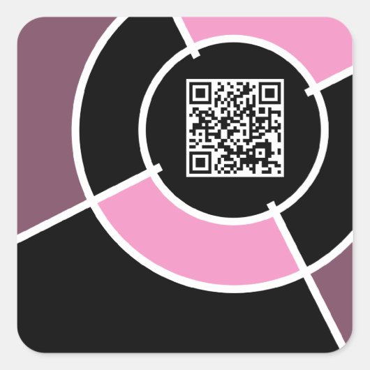 roze bulseye QR-code Vierkante Sticker (Voorkant)