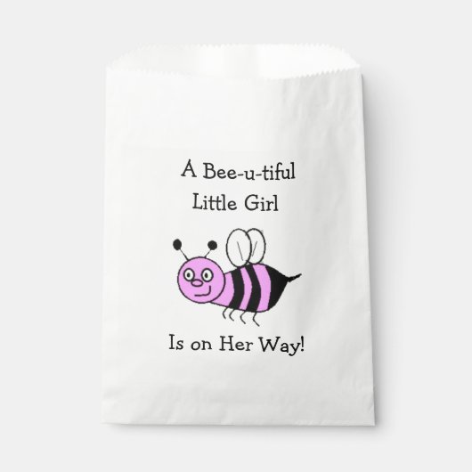 Roze Bumble Bee Baby shower Favor Tassen Bedankzakje (Voorkant)