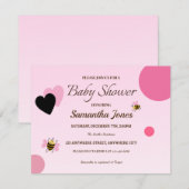 Roze bumblebee Baby shower Girl Invitation Kaart (Voorkant / Achterkant)