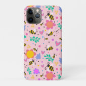 Roze Bumblebee Inspirivity Leuke Girly Bloemen Case-Mate iPhone Case (Achterkant)