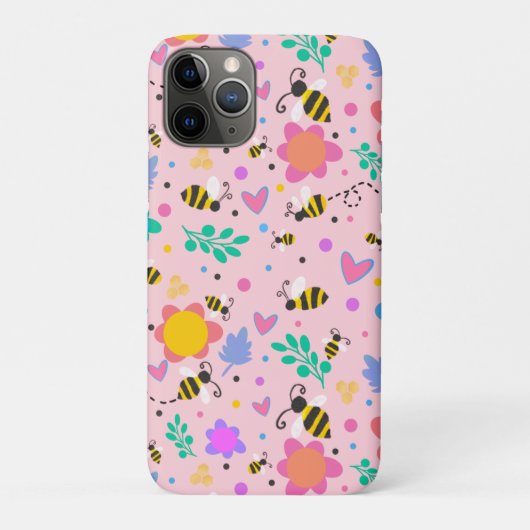 Roze Bumblebee Inspirivity Leuke Girly Bloemen Case-Mate iPhone Case (Achterkant)