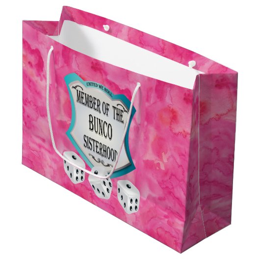  roze Bunco Dice Fun Girls Night Out Groot Cadeauzakje (Voorkant Gekanteld)