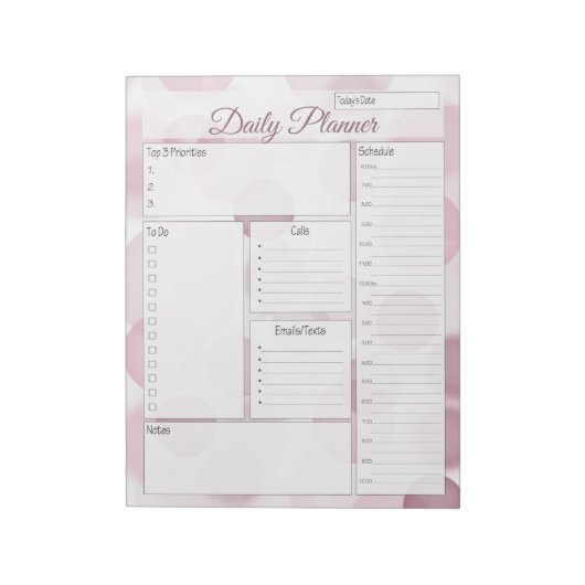Roze bundel Daily Planner Notitieblok (Linkerzijde)