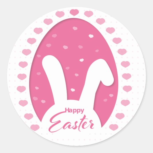 Roze bundel en hart Paassticker Ronde Sticker (Voorkant)