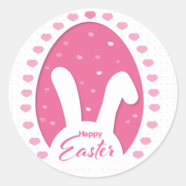 Roze bundel en hart Paassticker Ronde Sticker
