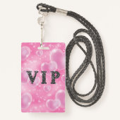 Roze bundel hartslag VIP Pass Badge (Achterkant met draagriem)