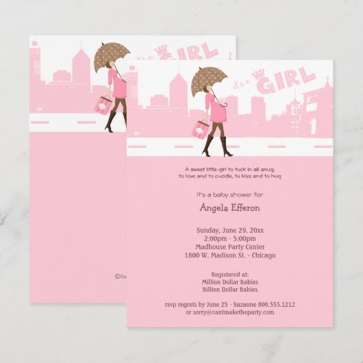 Roze bundel van de uitnodiging van het Joy Baby sh (Voorkant / Achterkant)