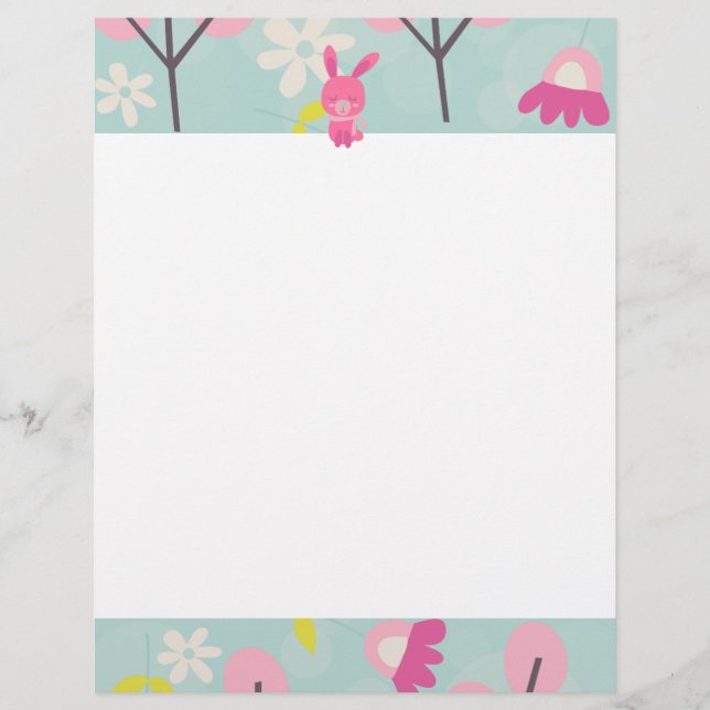 Roze Bunnies en Flowers (Voorkant)