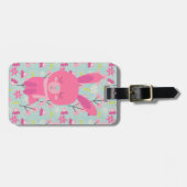 Roze Bunnies en Flowers Bagagelabel (Voorkant horizontaal)