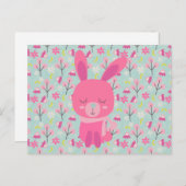 Roze Bunnies en Flowers Briefkaart (Voorkant / Achterkant)