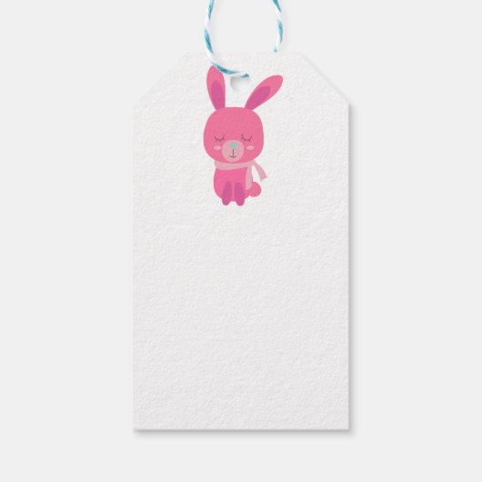 Roze Bunnies en Flowers Cadeaulabel (Achterkant)