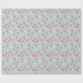Roze Bunnies en Flowers Cadeaupapier (Vlak)