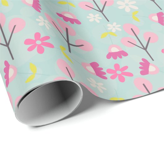 Roze Bunnies en Flowers Cadeaupapier (Rol Hoek)