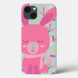 Roze Bunnies en Flowers Case-Mate iPhone Case