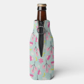 Roze Bunnies en Flowers Flesjeskoeler (Fles Achterkant)