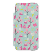 Roze Bunnies en Flowers Incipio iPhone Portemonnee Hoesje (Voorkant Agenda)