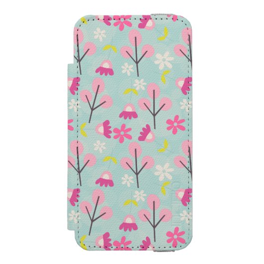Roze Bunnies en Flowers Incipio iPhone Portemonnee Hoesje (Voorkant Agenda)