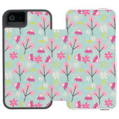 Roze Bunnies en Flowers Incipio iPhone Portemonnee Hoesje (Agenda Open)