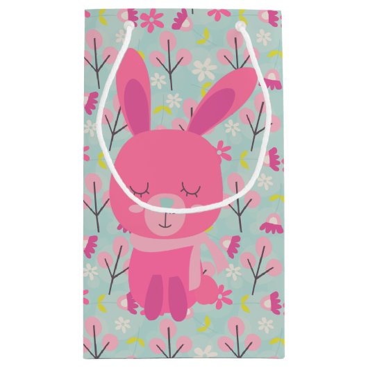 Roze Bunnies en Flowers Klein Cadeauzakje (Achterkant)