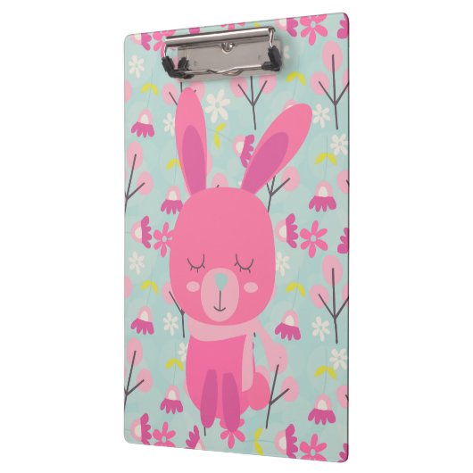 Roze Bunnies en Flowers Klembord (Links)