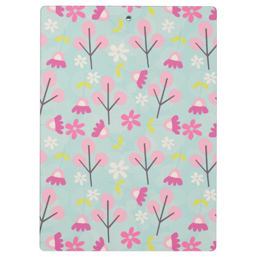 Roze Bunnies en Flowers Klembord (Achterkant)