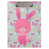 Roze Bunnies en Flowers Klembord (Voorkant)