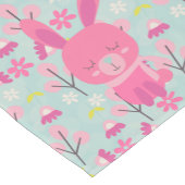 Roze Bunnies en Flowers Korte Tafelloper (Hoek)