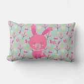 Roze Bunnies en Flowers Kussen (Voorkant)