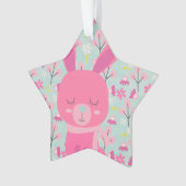 Roze Bunnies en Flowers Ornament (voorkant)