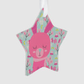 Roze Bunnies en Flowers Ornament (voorkant)