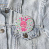 Roze Bunnies en Flowers Ronde Button 7,6 Cm (In situ)