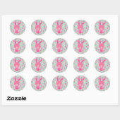 Roze Bunnies en Flowers Ronde Sticker (Vel)